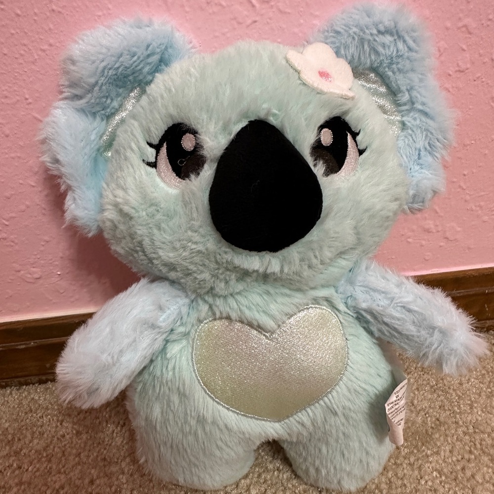 Spark Create Imagine Blue Koala Plush Toy 10” Heart Belly Flower on Head